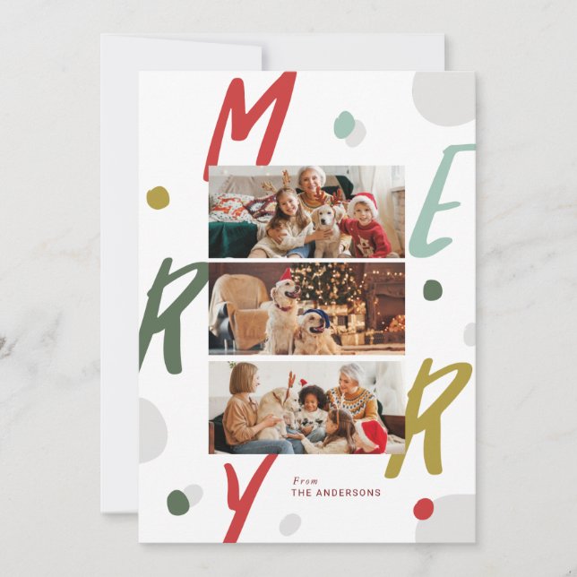 Tarjeta Festiva Joyful Colorful Merry Christmas Photo cards (Anverso)