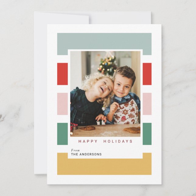 Tarjeta Festiva Joyful Colorful Merry Christmas Photo cards (Anverso)