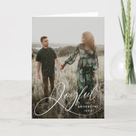 Tarjeta Festiva Joyful Elegance Script Photo Holiday Greeting Card