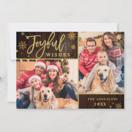 Tarjeta Festiva Joyful Gold Frame Moderno Script 2 Fotos Saludo