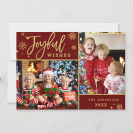 Tarjeta Festiva Joyful Gold Frame Moderno Script 2 Fotos Saludo
