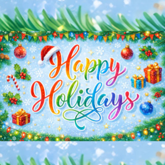 Tarjeta Festiva  Joyful Happy Holidays Seasonal Graphic