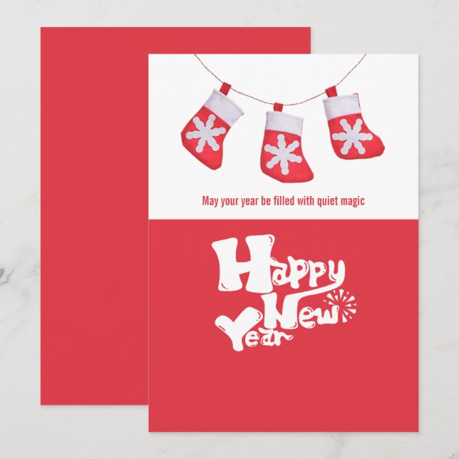 Tarjeta Festiva Joyful Minimalist Holiday Red Gift card  (Anverso / Reverso)