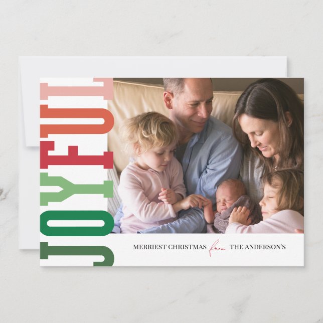 Tarjeta Festiva Joyful Modern Colorful Holiday Photo Card (Anverso)