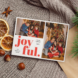 Tarjeta Festiva Joyful Multi Photo Red