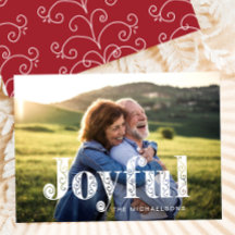 Joyful Red Swirls Photo Navidades