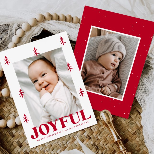 Tarjeta Festiva Joyful Red Trees 2 Foto (Subido por el creador)