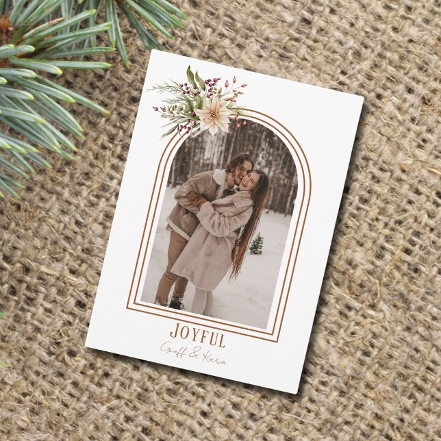 Tarjeta Festiva Joyful Rustic Arch Photo Navidades Card (Joyful Rustic Arch Photo Christmas Card
)