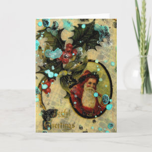 Tarjeta Festiva Joyful Santa Collage