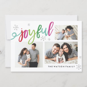 Tarjeta Festiva Joyful Script Colorful Holiday 3 Collage de fotos
