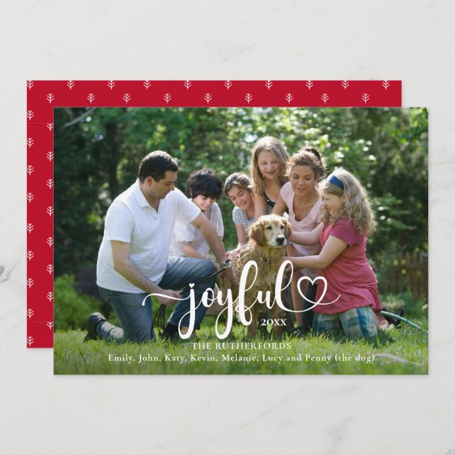 Tarjeta Festiva Joyful Two Photo Script Christmas (Anverso / Reverso)