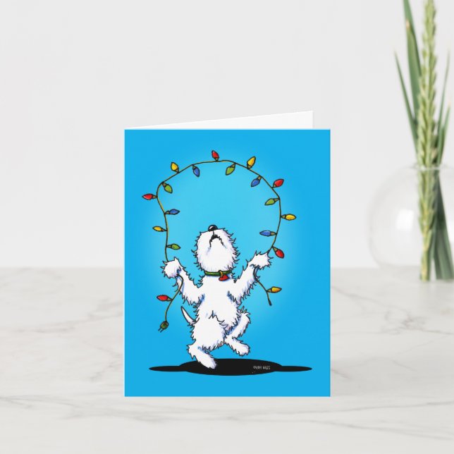 Tarjeta Festiva Joyful Westie Navidades (Anverso)