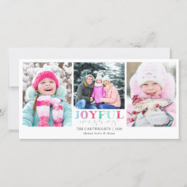 Tarjeta Festiva JOYFUL WISHES Playful Pastel 3 Fotos