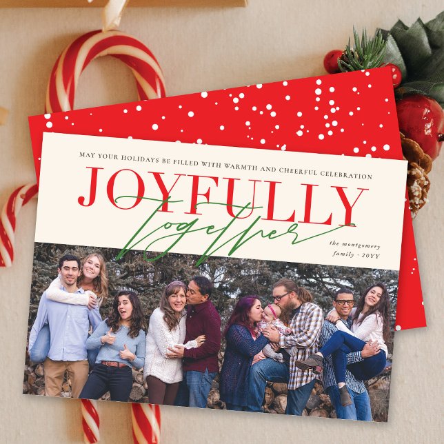 Tarjeta Festiva Joyfully Classic Typography Moderno Photo (Subido por el creador)