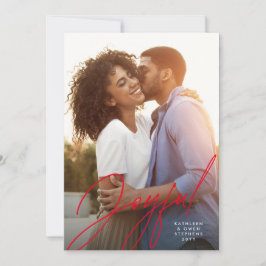 Tarjeta Festiva Joyoso guión moderno Navidades rojos fotográficos