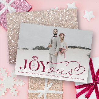Tarjeta Festiva Joyous Diamond Ring Monograma Boda clásico