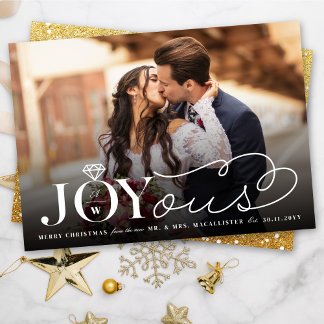 Tarjeta Festiva Joyous Diamond Ring Monograma Boda clásico