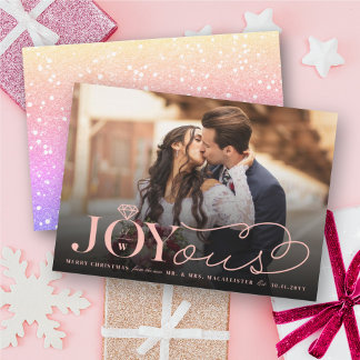 Tarjeta Festiva Joyous Diamond Ring Monograma Boda clásico