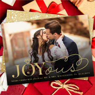 Tarjeta Festiva Joyous Diamond Ring Monograma Boda clásico