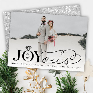 Tarjeta Festiva Joyous Diamond Ring Monograma Boda clásico