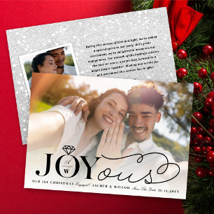 Tarjeta Festiva Joyous Diamond Ring Monograma Foto Guardar la fech