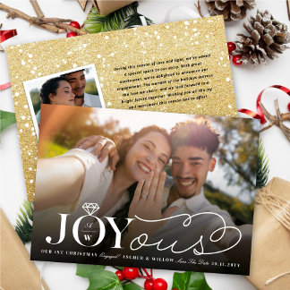 Tarjeta Festiva Joyous Diamond Ring Monograma Foto Guardar la fech