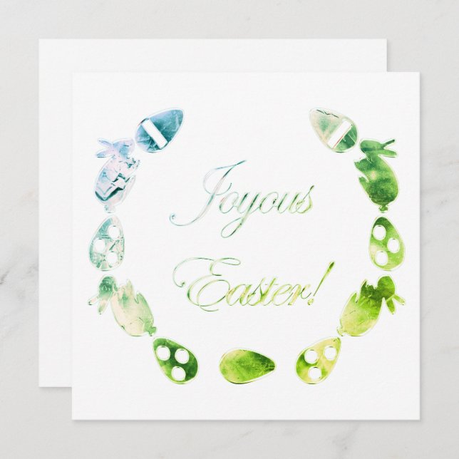 Tarjeta Festiva Joyous Easter Blue Green Easter (Anverso / Reverso)