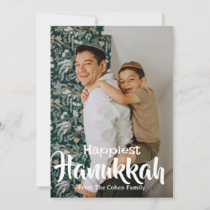 Tarjeta Festiva Joyous Hanukkah Foto simple de la familia Hanukk