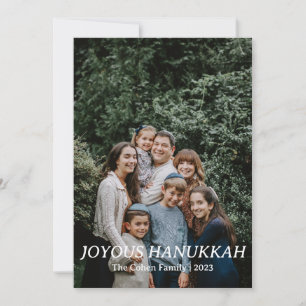 Tarjeta Festiva Joyous Hanukkah Foto simple de la familia Hanukk