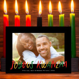Tarjeta Festiva Joyous Kwanzaa Foto tipo carta moderna