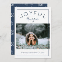 Joyous New Year Photo Card | Azul marino