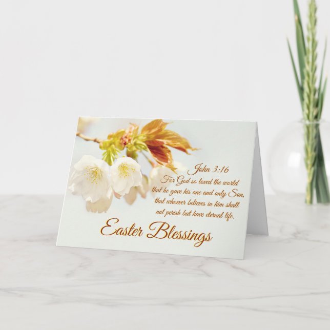 Tarjeta Festiva Juan 3:16 Dios amó al mundo, Bendiciones de Pascua (Anverso)