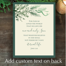 Tarjeta Festiva Juan 3:16 Elegantes Navidades Personalizados de la