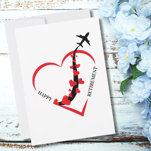 Tarjeta Festiva Jubilación de Piloto Avión Corazón Foto Aviación 