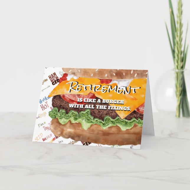 Tarjeta Festiva Jubilación divertida de Cheeseburger (Anverso)