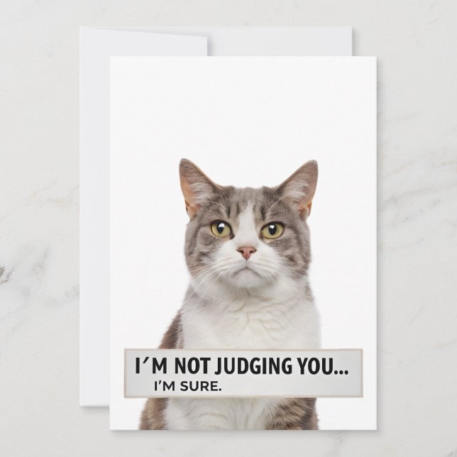 Tarjeta Festiva Judging Cat Sarcastic Quote Minimal Art (Anverso)