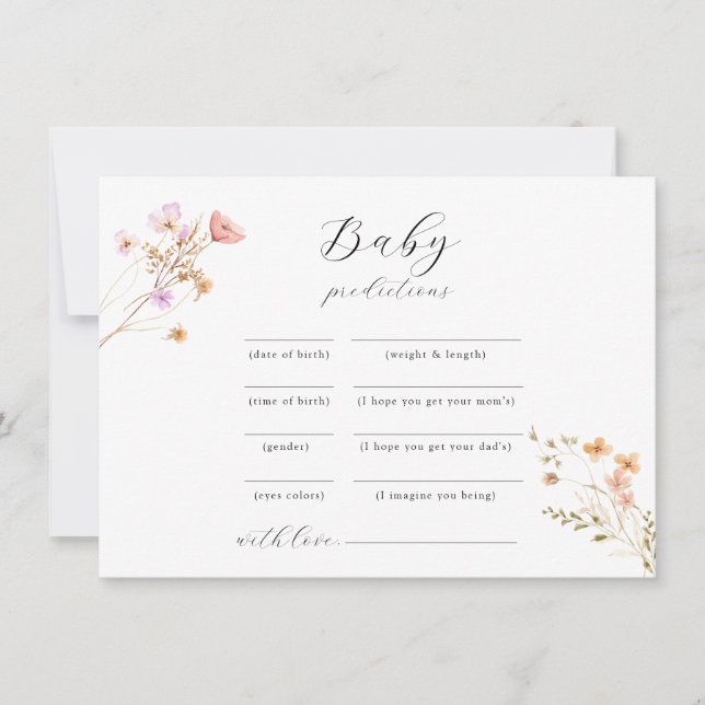 Tarjeta Festiva Juego de consejos de Baby Shower para Wildflower (Anverso)