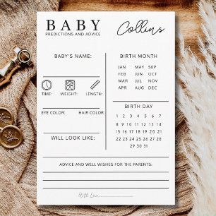 Tarjeta Festiva Juego de predicciones para baby shower y consejos