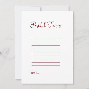 Tarjeta Festiva Juego de preguntas de boda para ducha nupcial