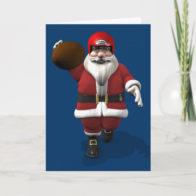 Tarjeta Festiva Jugador de fútbol americano Santa Claus (Anverso)