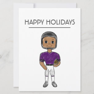 Tarjeta Festiva jugador de fútbol retro vintage púrpura negro simp