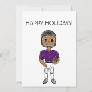 Tarjeta Festiva jugador de fútbol retro vintage púrpura negro simp