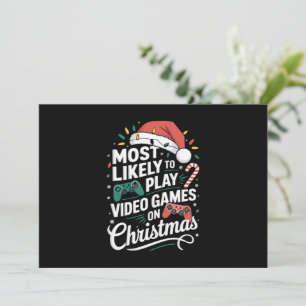 Tarjeta Festiva Jugador Más Propenso a Jugar Videojuegos en Navida