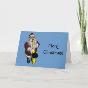 Tarjeta Festiva Jugador saxofón de Santa Claus