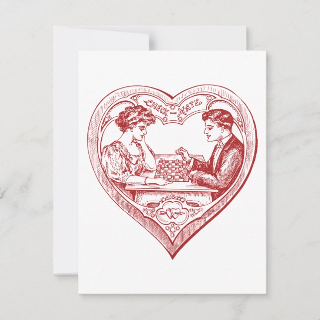 Tarjeta Festiva Jugadores de ajedrez de Edwardian Valentine (Anverso)