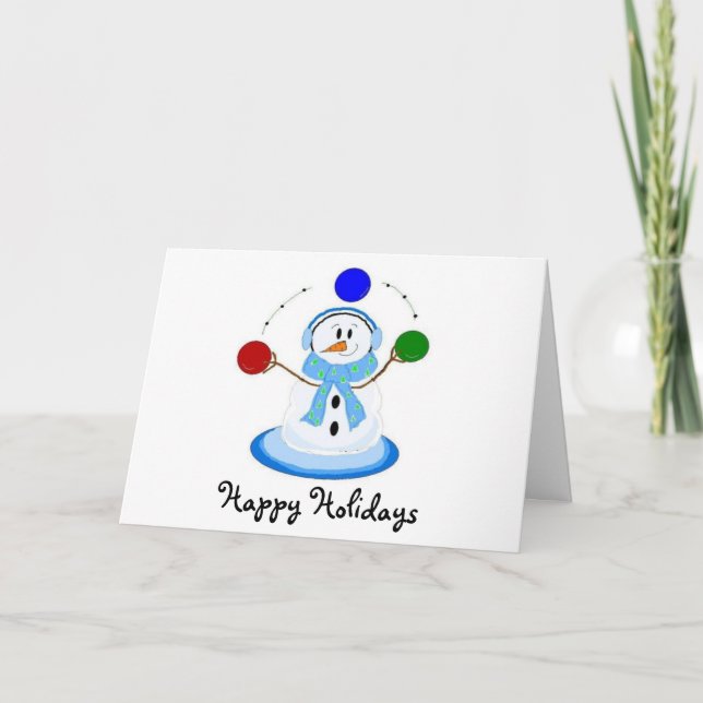 Tarjeta Festiva Juggler Snowman (Anverso)