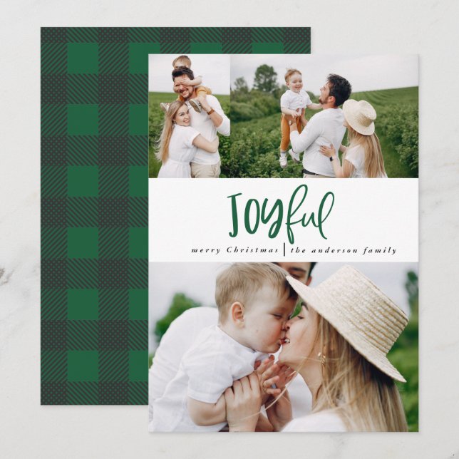 Tarjeta Festiva Jugoso día festivo de la familia tartan de tres gu (Anverso / Reverso)