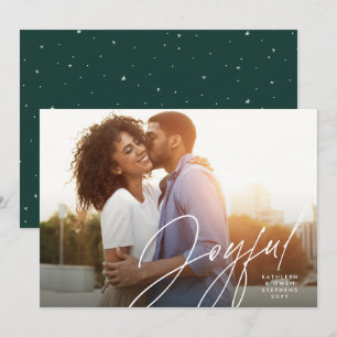 Tarjeta Festiva Jugoso guión moderno foto Navidades verdes Hol