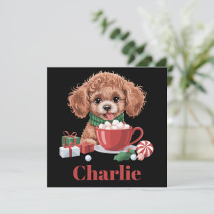 Tarjeta Festiva Juguete de Poodle de juguete personalizado con nom
