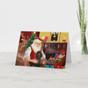 Tarjeta Festiva Juguete negro de Santa/Min. Caniche